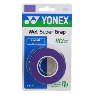 Yonex Overgrip Wet Super Grap 0.6mm (Komfort/gładki/lekko klejący) fioletowy 3 szt.